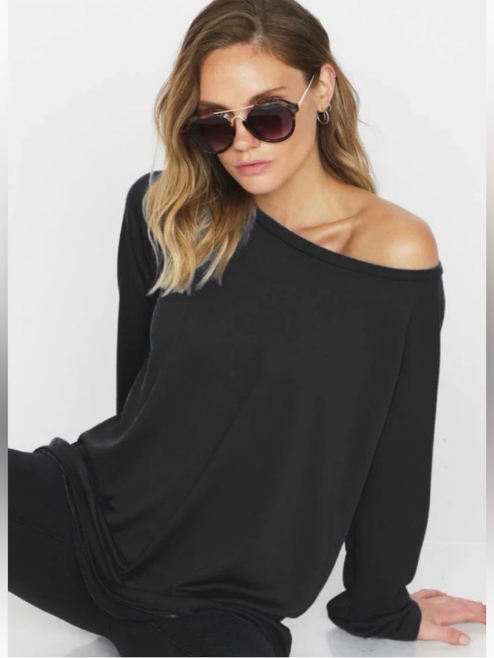 BIBI FRENCH TERRY LITE WEIGHT OFF THE SHOULDER SWEATER!